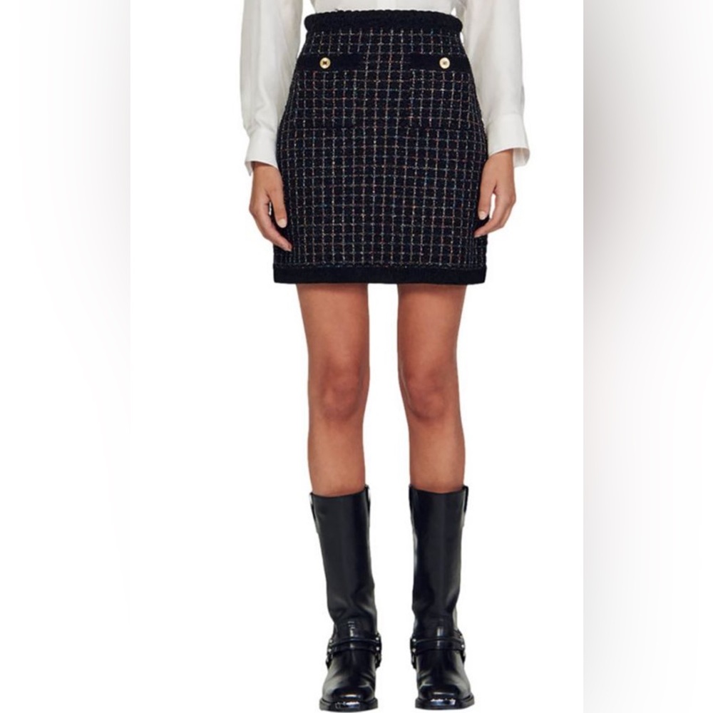Sandro Vella Tweed Lurex Mini Skirt - Picture 3 of 8